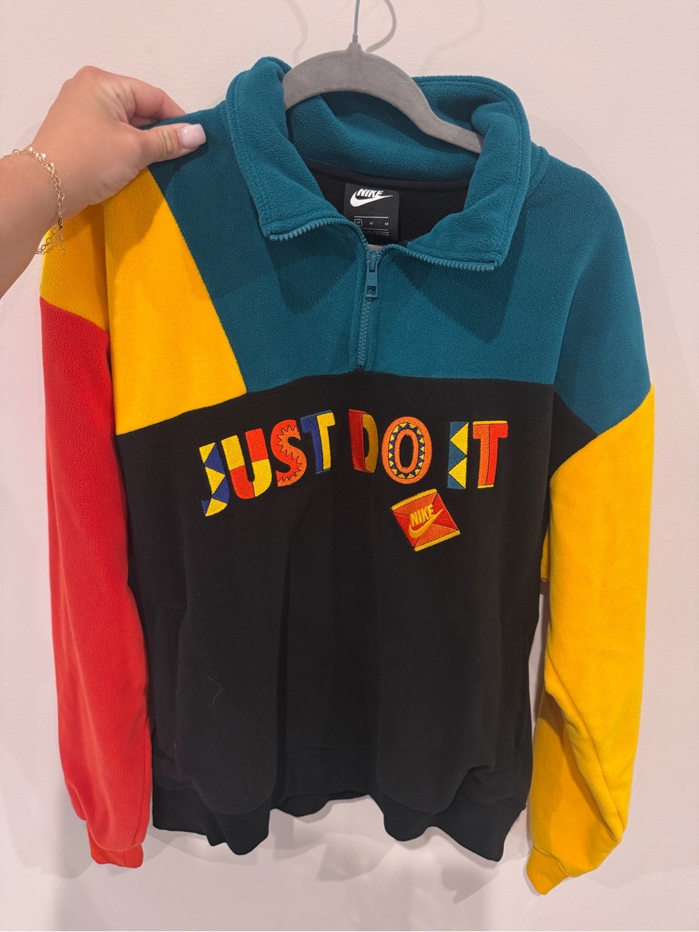 Nike Colorblock 'Just Do It' Fleece Pullover Quarter Zip 1993 Archive Line